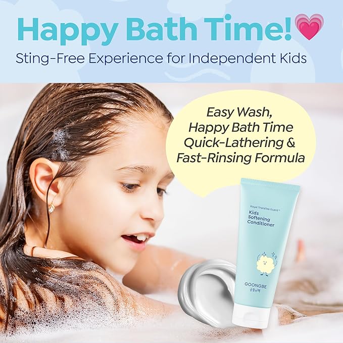 GOONGBE Kids Detangling Conditioner – Silicone-Free Softening for Frizzy Tangle-Prone Hair – Lightweight Non-Greasy with Triple Oil Complex (Macadamia, Sunflower, Oat), Allergen-Free 6.76 fl oz