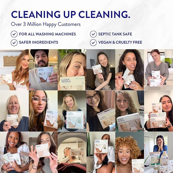 The Clean People Laundry Detergent Pods - Hypoallergenic Laundry Pods - Ultra Concentrated, Recyclable Packaging, Stain Fighting - Spring Scent, 96 Pack