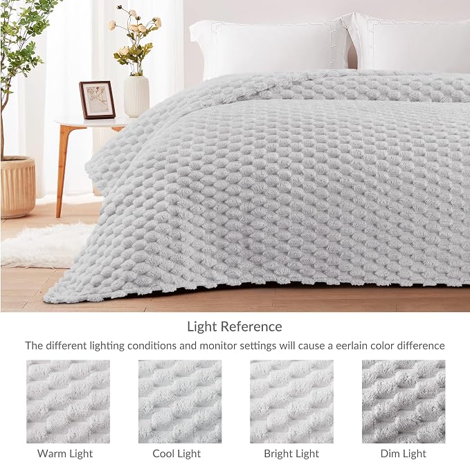 Whale Flotilla Soft Fleece Twin Size Bed Blanket 3D Jacquard, Light Grey | Lightweight Coverlet Bedspread, Super Cozy Plush Fluffy Fuzzy All‑Season Decorative Blanket for Bed, Dorm Essentials, 60"x80"