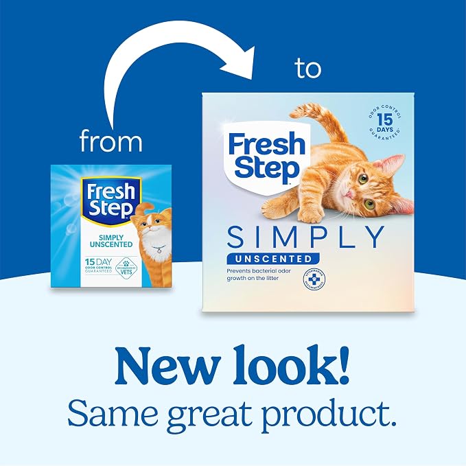 Fresh Step Simply Unscented Multi Cat Clumping Cat Litter, Low Dust, Odor Control with Activated Charcoal Tech, Compatible in Automatic Litter Boxes, 14 lb.