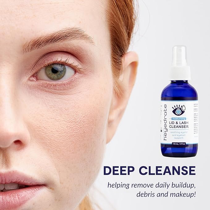 Lid and Lash Cleanser – 4oz Glass Bottle – Pure Hypochlorous Acid Spray for Soothing Dry Eye Irritation – Daily Eyelid & Lash Cleanser