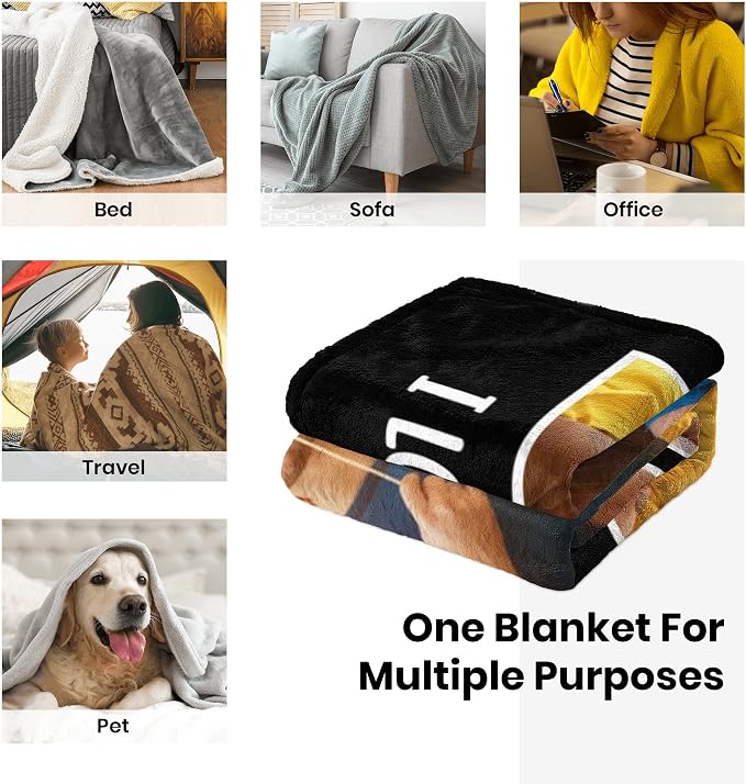 Custom Dad Blanket with Photos, Personalized Blanket with Picture | Customized Fathers Day Birthday Gifts from Daughter Wife, Christmas Birthday Gifts for Him Her Women Men