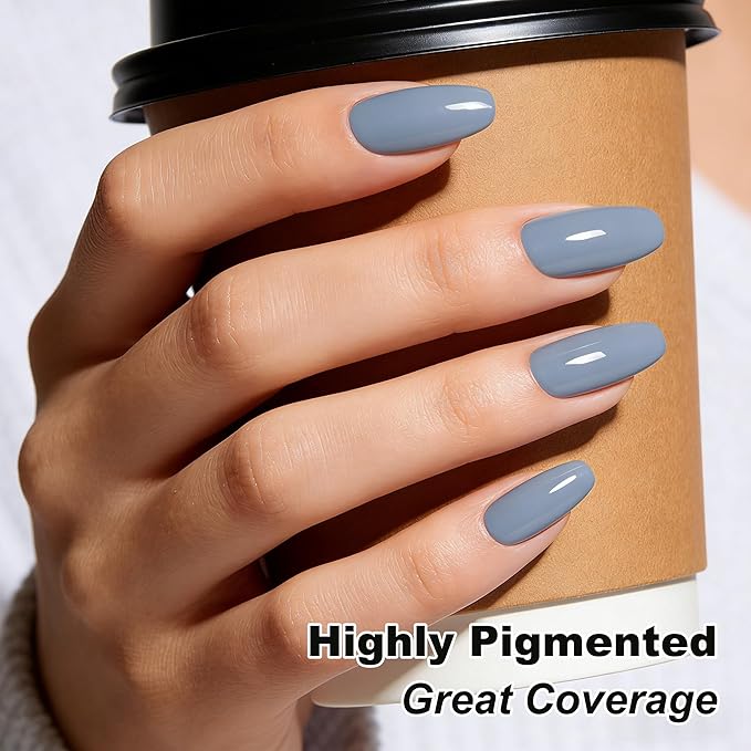 YTD Likomey Gray Blue Gel Nail Polish,15ml Salon Home DIY Manicure and Pedicure Fall Winter Soak Off UV Color Varnish,CS456