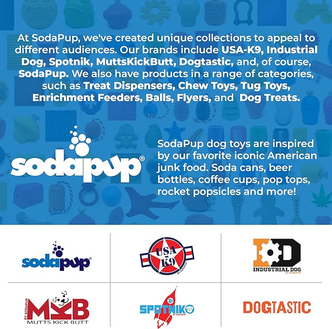 SodaPup Magnum Soda Can – Dog Treat Dispenser & Chew Toy Made in USA from Our Most Durable Non-Toxic, Pet-Safe, Food Safe Natural Rubber for Mental Stimulation, Problem Chewing, Calm Nerves, & More