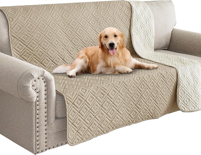 2026 Waterproof Bed Sofa Blanket (52"x82") Comfy Couch Sofa Mat for Dog Pets with Anti-Slip Back, Universal Incontinence Lightweight Liner Pad for Furniture Car Picnic etc Durable Washable, Khaki