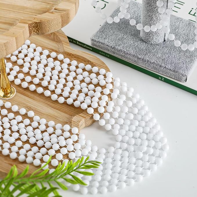 24PCS Bead Necklace, White Beaded Necklace Party Favors Bulk, 33" Mardi Gras Beads Necklaces, Festival Parade Throw Accessories for Mardi Gras Wedding Birthday Celebrations Decorations