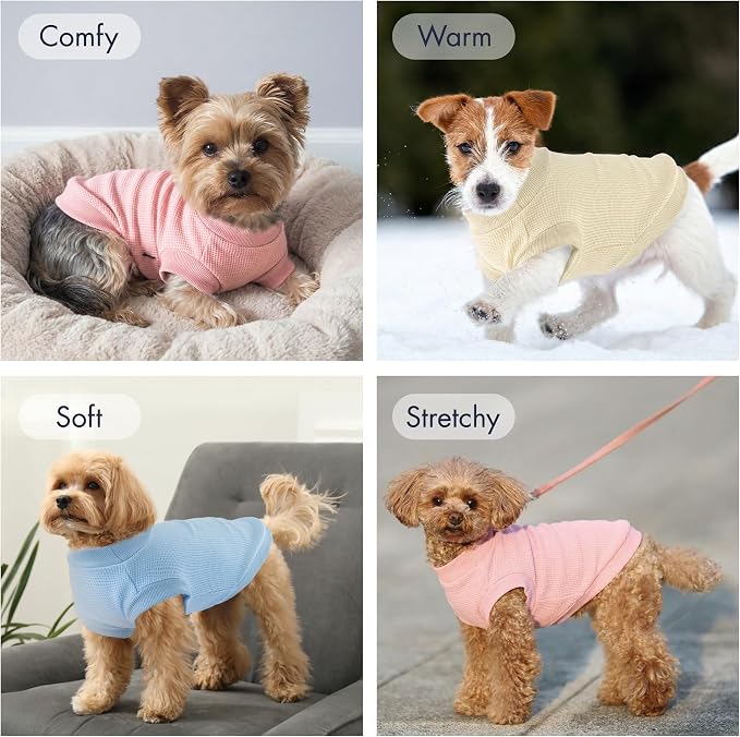 3 Pack Dog Shirt for Small Supplies Functional Waffle Dog Clothes Warm Soft Sweatshirt Outfit for Dogs Cats Pet Apparel
