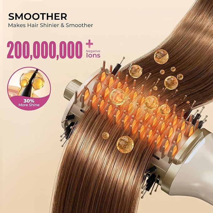 GOMYTH Upgraded 2-in-1 Blow Dryer Brush with Heated Comb - Volumizer Hair Dryer Brush for Hair Drying & Styling, Salon Blowouts, Frizz-Free Shiny Hair, Reduced Heat Damage, Suitable for All Hair Types
