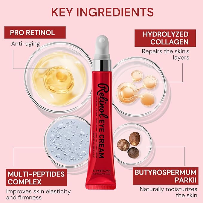 EnaSkin Retinol Anti-Aging Eye Cream: Instant Under Eye Bags Treatment & Rapid Wrinkle Repair - Tightening & Reduce Puffiness for Women, Day & Night, 0.85 fl.oz