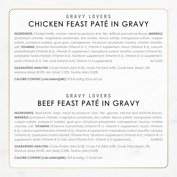 Purina Fancy Feast Gravy Lovers Wet Cat Food Variety Pack, 4.5 lb, 24 Pack | Pate in gravy recipies made with no artificial colors or preservatives, 100 percent complete and balanced nutrition