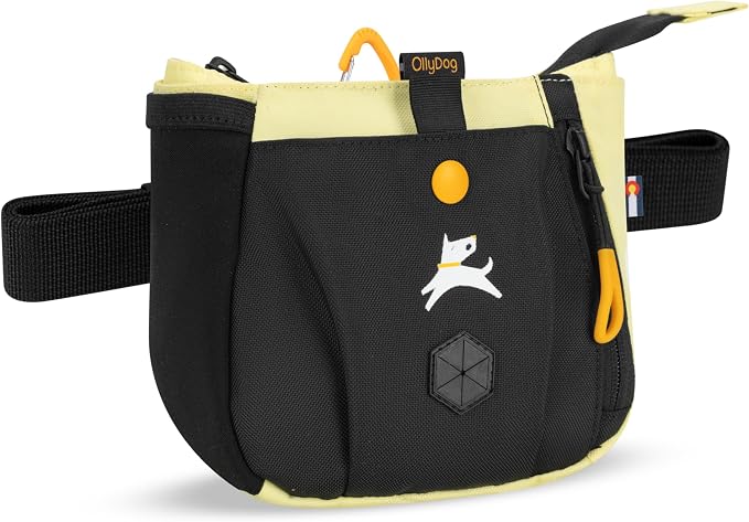 OllyDog Backcountry Day Bag | Dog Training Treat Pouch | Eco-Friendly Recycled Fabric Fanny Pack with Zipper Closure, Built-in Poop Bag Dispenser & Adjustable Waist Belt (Sol)