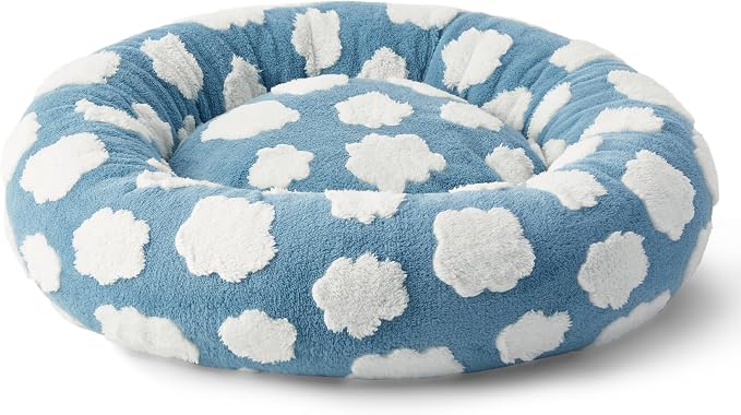LE SURE Shown on TV Jacquard Donut Dog Beds Large Sized Dog,Blue 36x36x8in | Orthopedic Calming Pet Bed Sofa, Original Design Pattern,Washable Cover,Cute Home Decor as Gift for Pet,Anti Slip Bottom