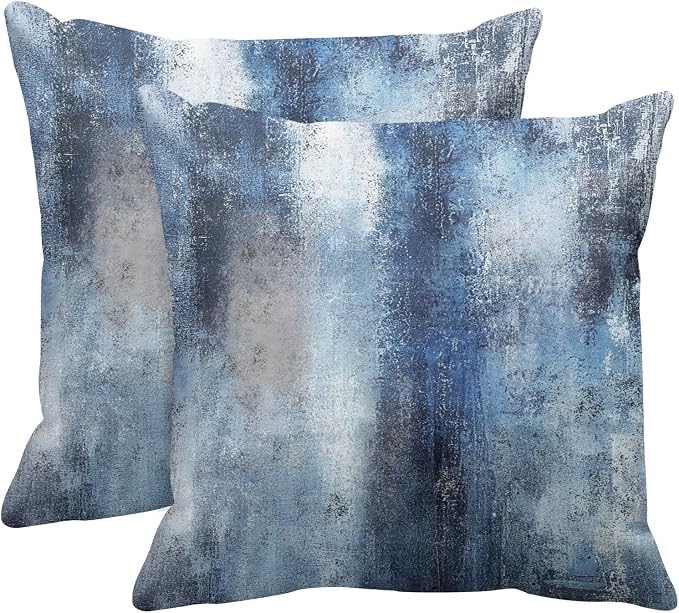 Throw Pillow Covers Set of 2, 20 x 20 Inch, Navy Blue Art | Abstract Modern Art Outdoor Decorative Square Pillow Cases Couch Cushion Case for Couch Bed Sofa Living Room Home Decor