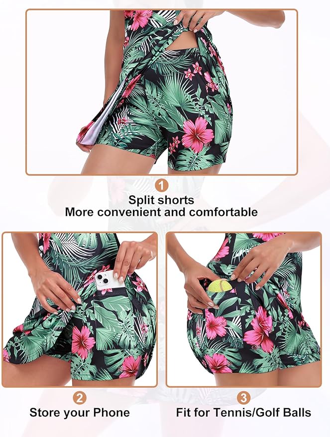 Viracy Tennis Dress for Women Sleeveless Golf Dresses with Shorts and Pockets Ruffle Zip Up Stand Collar Golf Outfits