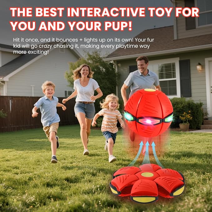 Magic Bouncing Ball 6-Light Transformable Pop up Ball, Interactive Bouncy Toy for Kids Dogs Pets