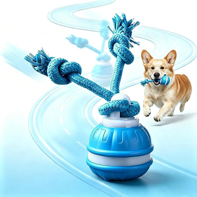 Interactive Dog Ball Toy,Moving DogToys (Blue) | For Small Medium Large Dogs,360° Automatic Moving Toy, Interactive Dog Ball Stimulation Toy for Boredom Relief