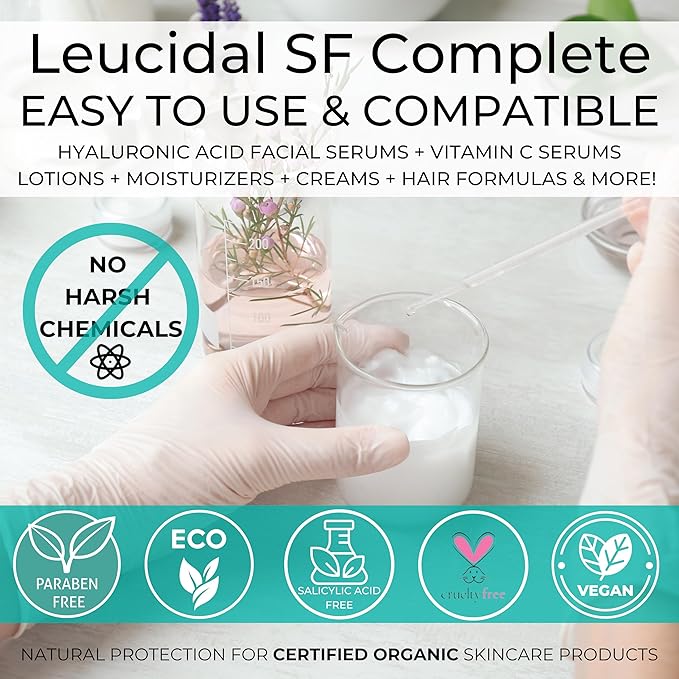 Skin Perfection Leucidal SF Complete - DIY Leucidal Liquid SF Natural Alternative Preservative for Lotion Making - Leucidal Liquid Complete with Lactobacillus & Coconut for Complete Protection 1oz