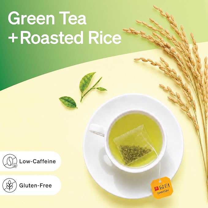 Damtuh Korean Brown Rice Green Tea – Roasted Genmaicha Blend, Nutty & Refreshing Flavor, 150 Tea Bags (1.5g each)