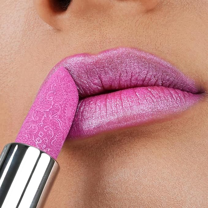 Anglicolor 2PC Lip Oil and Metallic Glitter Pink Lipstick,Natural Lip Plumper,Fruit Flavoured Lip Oil,For Dry Lip's Moisturizing Hydrating,Vegan & Cruelty-free (05 Athena+15)