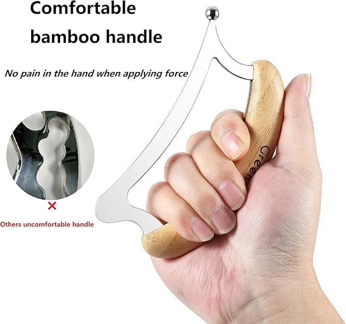 Greenstalk 2 in 1 Whole Body Stainless Steel Gua Sha Set for Muscle Relief, Wooden Massage Tools,Portable Body Scrapers Tool for Neck, Back, Feet Recovery.