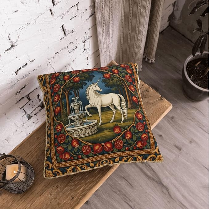 Vintage Horse Floral Velvet Pillow Covers 18x18 Inch Tapestry Art Flowers Throw Pillows for Couch Cushion Covers Pillowcase European French Country Pillow Cases for Sofa Bed Bedroom