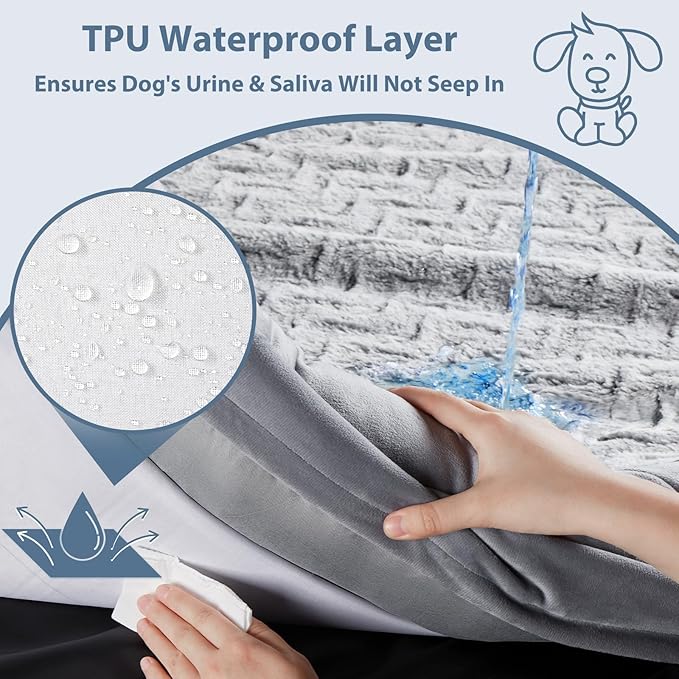 WNPETHOME XL Extra Large Orthopedic for Senior Dog Bed Comfy Sleeping | Washable Dog Couch with Removable Waterproof Cover, Large Pet Sofa Bed with Bolster Sides for Relaxing Grey 41x28 Inch