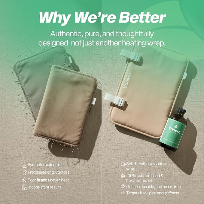 Castor Oil Pack wrap for Back – 100% Certified Organic Castor Oil, Reusable Pack Wrap for Back Pain with Soft Cotton & Adjustable Straps
