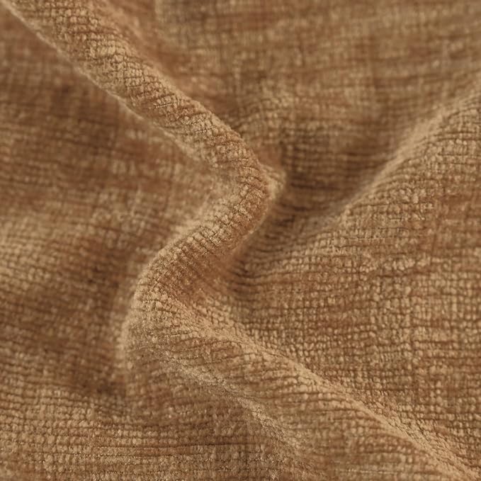 CaliTime Decorative Couch Throw Pillow Covers 16 X 16 Inches Apricot Brown | Pack of 2, Cozy Chenille Cushion Cases, with Pom Poms for Sofa Bed Living Room Farmhouse Home
