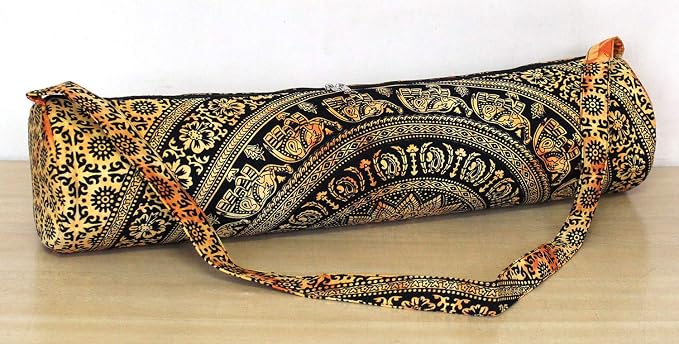 INDIAN CRAFT CASTLE ICC Yoga Mat Bag Carrier Full-Zip Exercise Yoga Mat Carry Bag for Women Men with Multi-Functional Storage Pockets and Adjustable Shoulder Strap 26X6 Inches