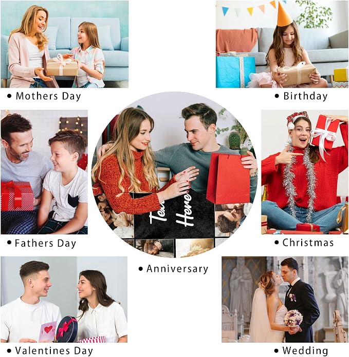 Custom Blanket with Picture Text Customizable Photo Blankets Customized Christmas Valentines Fathers Mother's Day Birthday Gifts Personalized Gifts for Mom Dad Girlfriend Boyfriend Wife Husband