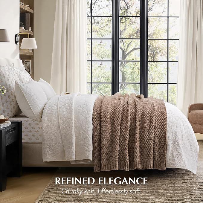 EVERGRACEHOME Chunky Chenille Knit Throw Blanket, 50 x 60, Rosewood | Sculpted Moss Stitch, Chic Modern Farmhouse, All-Season Warmth, OEKO-TEX® Certified, Elegant Blanket for Couch, Bed, Sofa