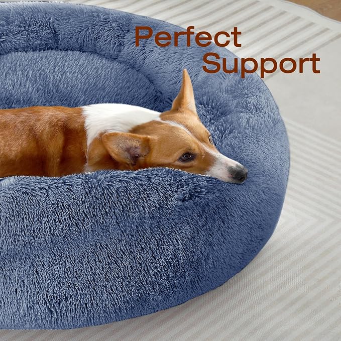 JOLLYVOGUE Dog Bed, Calming Anti-Anxiety Large Dog Bed, Fluffy Donut Cushion for Medium and Large Pets (27"/30"/36")