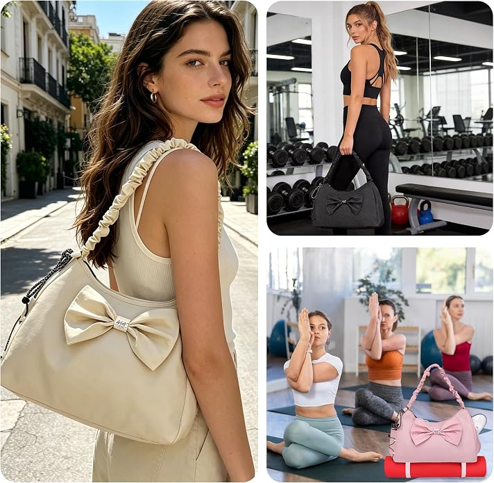 WOLT Gym Bag For Women, Yoga Mat Bag with Shoes Compartment, Wet Pocket and Water Bottle Pocket