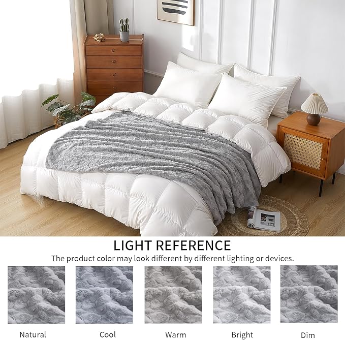 Fluffy Reversible Faux Fur Throw Blanket Thick Warm Blankets Cozy for Couch | Soft Plush Machine Washable Bed Home Decor, Large 50x70 Inch, for Women Men