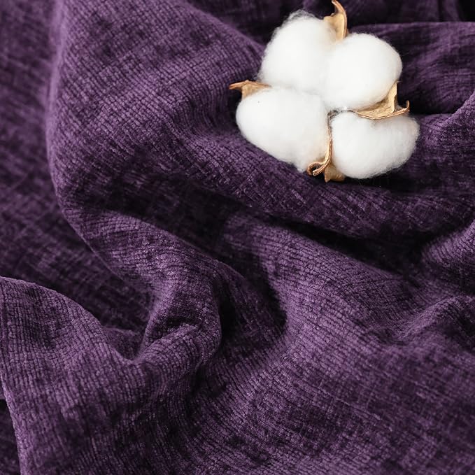 CaliTime Decorative Standard Throw Pillow Covers 26 X 20 Inches Plum Purple | Pack of 2, Cozy Chenille Cushion Cases for Sofa Bed Living Room Farmhouse Home