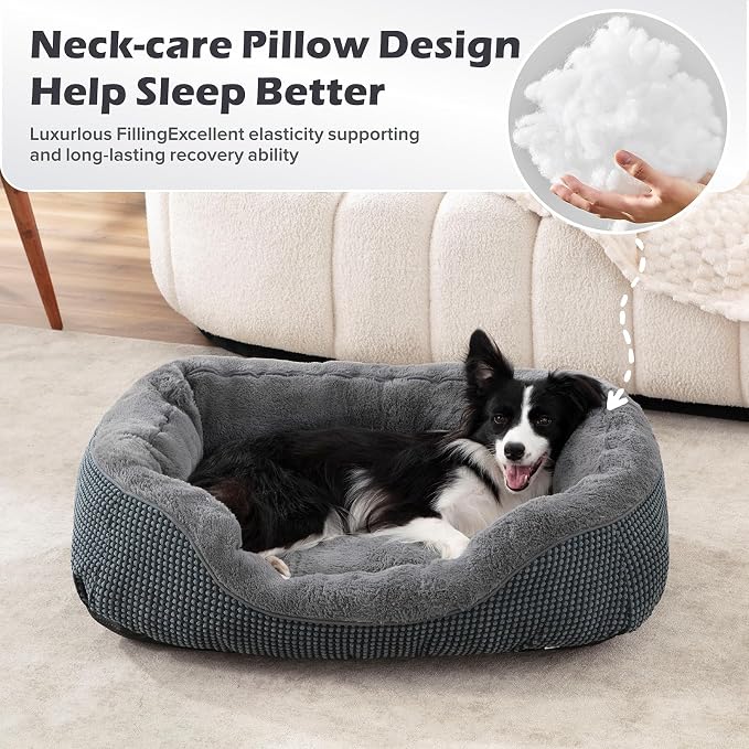 Large Dog Beds for Large Dogs Washable, Rectangle Dog Beds Large Sized Dog, Orthopedic Dog Bed, Warming Soft Sleeping Puppy Bed Durable Pet Bed with Anti-Slip Bottom L(35"x25"x10")