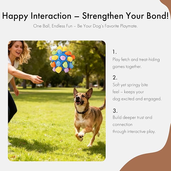 Mira's Pocket Dog Snuffle Ball Toy, Mental Stimulation Chew Toy for Dogs & Cats, 14cm Licking Mat Treat Dispensing Ball with Hollow Design, Slow Feeder for Fast Eaters (Rainbow Colors)