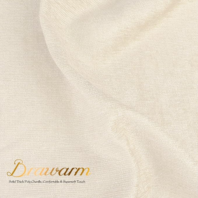 BRAWARM Throw Pillow Covers 12x20 Inches - Cream Chenille Lumbar Pillow Covers Pack of 2, Solid Dyed Soft Chenille Pillow Cases for Couch Sofa Bed Home Decoration