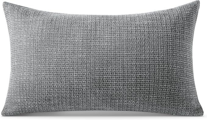 OTOSTAR Linen Throw Pillow Cover Set of 1 Decorative Lumbar Pillowcases Cushion Covers 12x20 Inch for Home Decor Sofa Bedroom Car 30 x 50CM Dark Grey