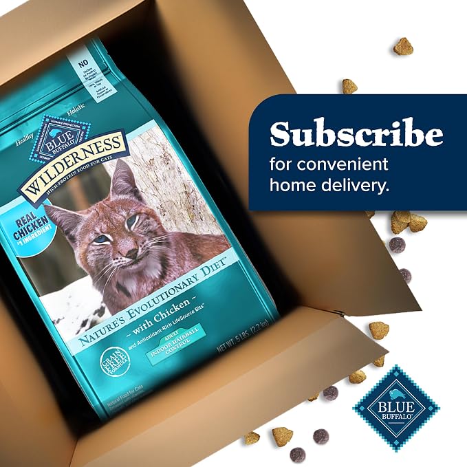 Blue Buffalo Wilderness Chicken Indoor Hairball Control Dry Cat Food, 11 lb | Real Chicken #1 Ingredient, High Protein & Grain-Free Recipe, Promotes Healthy Digestion
