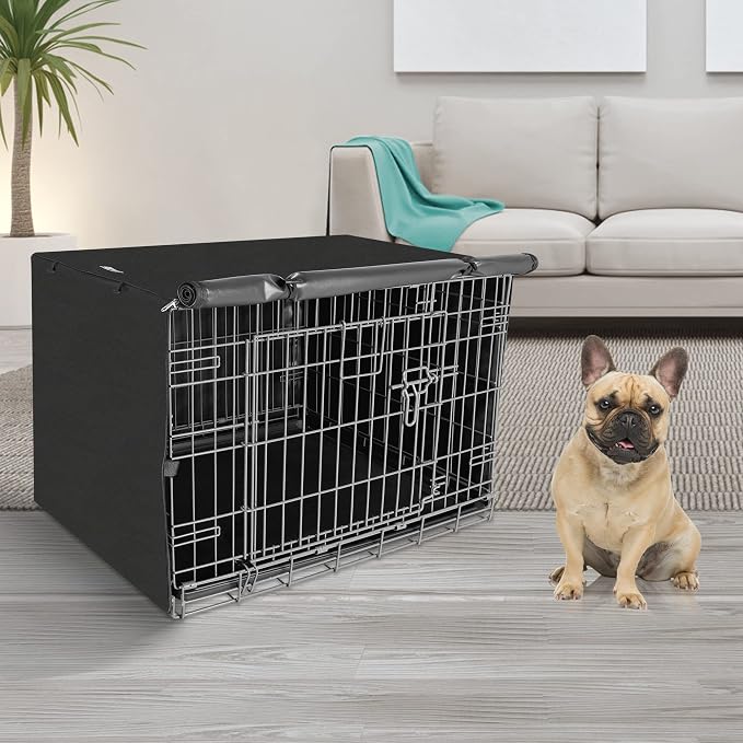 Seiyierr Dog Crate Cover, 30 Inch Dogs Kennel Covers for Medium and Large Puppy, Lightweight 600D Polyester Fabric,Machine Wash & Dry, Black