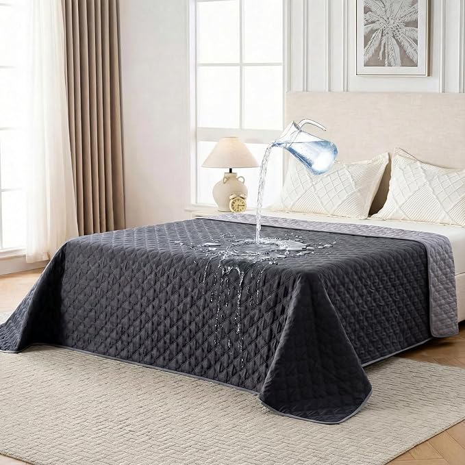 FunFurry Waterproof Dog Blanket, Couch Cover for Dogs Washable, Reversible Dog Bed Cover. (Dark＆Light Grey, 68 X 82 Inch - 1 Pack)
