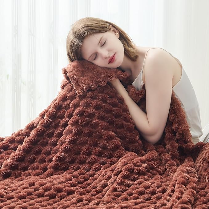 NEWCOSPLAY Fleece Clouds Cozy Twin Blanket for Couch, Coffee, 60"x80" | Premium Silky Flannel Blanket, Soft Lightweight Fluffy Throw Blanket for Bed Sofa Decor, Gift for All Season Use