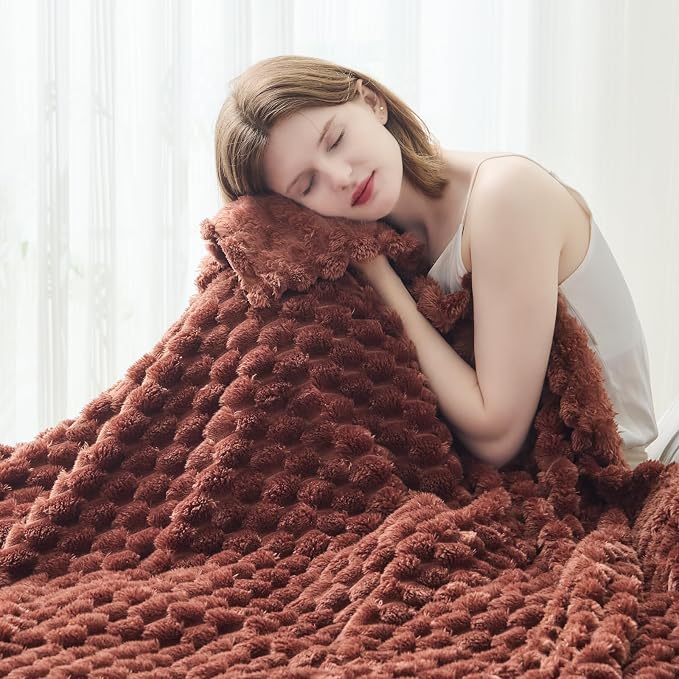 NEWCOSPLAY Fleece Clouds Cozy Throw Blanket for Couch, Coffee, 50"x60" | Premium Silky Flannel Blanket, Soft Lightweight Fluffy Throw Blanket for Bed Sofa Decor, Gift for All Season Use