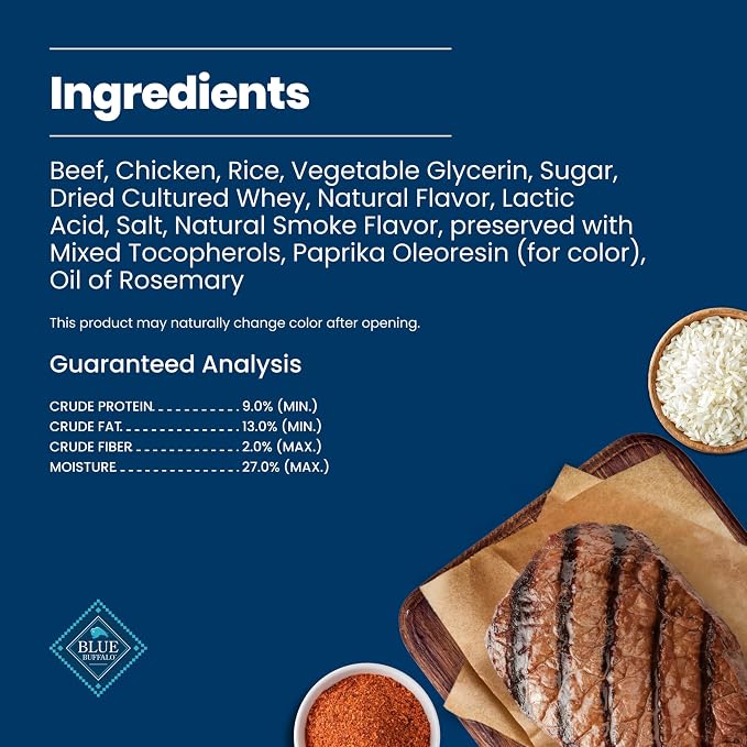 Blue Buffalo Nudges Grillers Steak Dog Treats, 16 oz | Real Beef First, Oven-Dried, Easy to Tear, For All Breed Sizes, No Artificial Preservatives