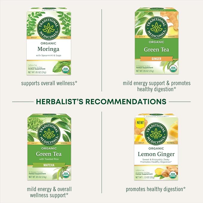Traditional Medicinals Tea, Organic Green Tea Lemongrass, 96 Tea Bags (6 Pack)