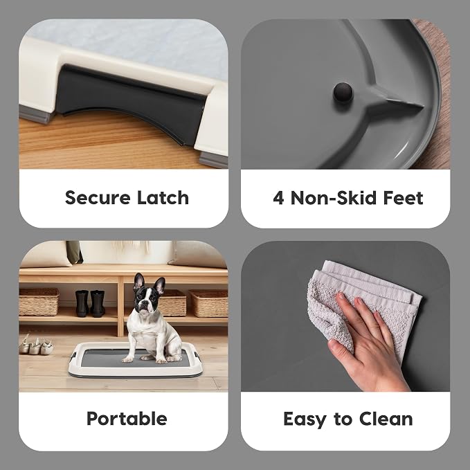 IRIS USA Pee Pad Holder, Fits 17x23 Pads, Dark Gray, Made in USA | Dog Training Pad Holder, Holds Pads in Place, Leakproof Design, Secure Latches, Non-Skid Feet, Easy Clean Surface