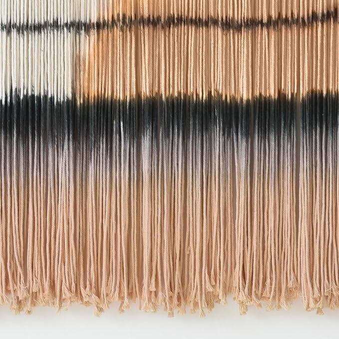 Macrame Wall Hanging Dip Dye Sunset Boho Wall Decor Fiber Art 57" W*35" L | Fiber Wall Art, Hand Dyed Wall Hanging, for Bedroom Living Room Office Dorm Room Accent, Aesthetic Home Style, Boho Decor