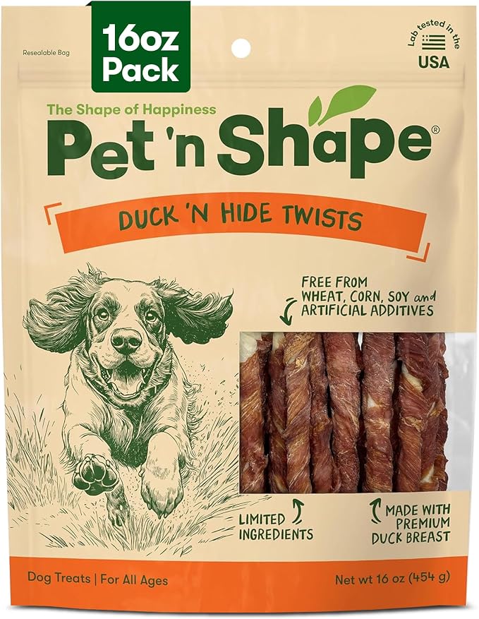 Pet 'n Shape Duck 'n Hide Twists - Duck Wrapped Rawhide Natural Dog Treats, Small, 1 Pound (Pack of 1)