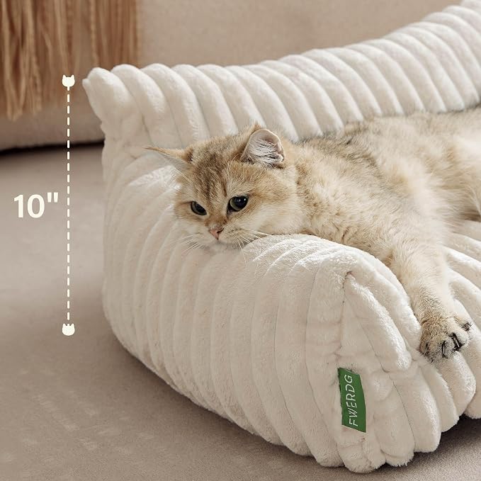 Cute Couch Bed for Pets, Supportive Cat Sofa for Indoor Cats, Large Dog Sofa Bed for Large Dogs, Cream, 36 inches